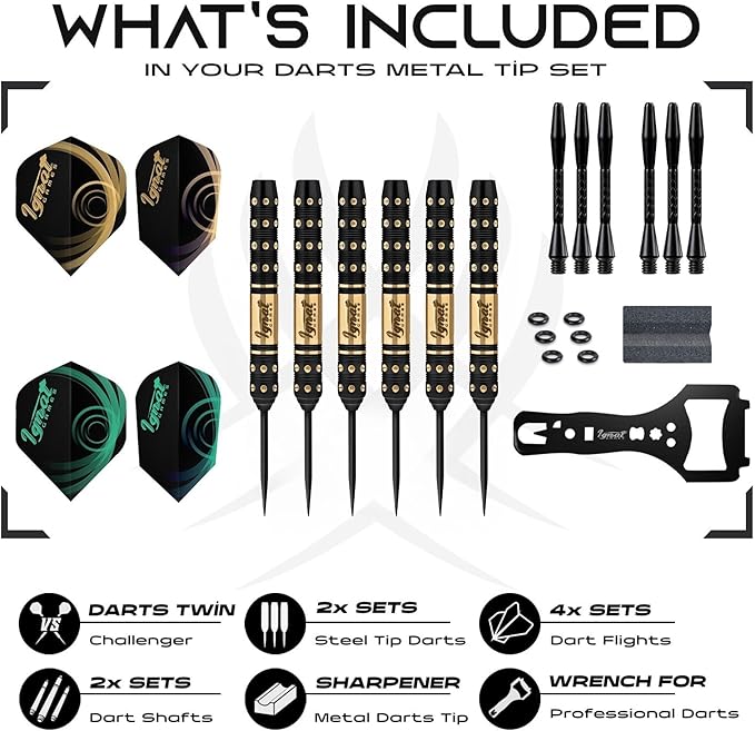 IgnatGames Premium Steel Tip Darts – 3/6/12 Pack Brass Barrels with Aluminum Shafts, 16 GlideXPro Flight Set, Tool Kit & Giftable Case-StrideForce Fitness