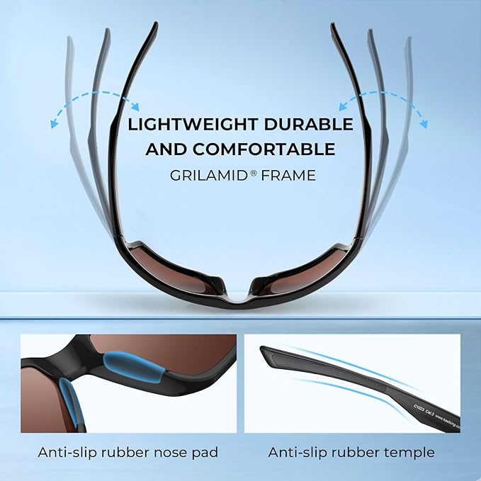 KastKing Osage Polarized Sport Sunglasses for Men and Women, Ideal for Driving Fishing Cycling Running, UV Protection-StrideForce Fitness