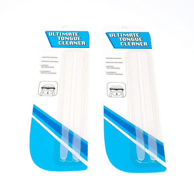 | 4 Pack Plastic Tongue Scraper | Gentle and Effective Cleaning | Fight Bad Breath and Plaque