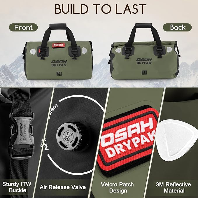 Waterproof Duffel Bag - Motorcycle Dry Bag Tail Bag with Large Storage Space, Waterproof Luggage Duffle Bags with Outer Mesh Zipper Pocket for Camping, Kayaking, Fishing & Traveling-StrideForce Fitness