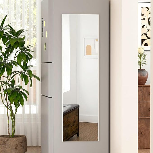 55"x16" Magnetic Mirror Lightweight Full-Length Mirror | Strong Adhesion, Easy Installation | Suitable for Refrigerators, Glass Walls, Wooden Doors, and More | 8.2kg Ultra-Strong Support | White-StrideForce Fitness