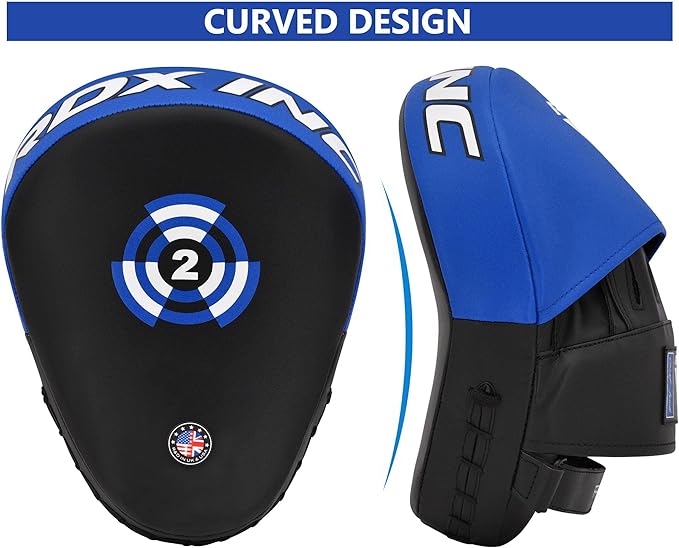 RDX Boxing Pads Focus Mitts, Maya Hide Leather Curved Hook and Jab Target Hand Pads, Great for MMA, Kickboxing, Martial Arts, Muay Thai, Karate Training, Padded Punching, Coaching Strike Shield-StrideForce Fitness