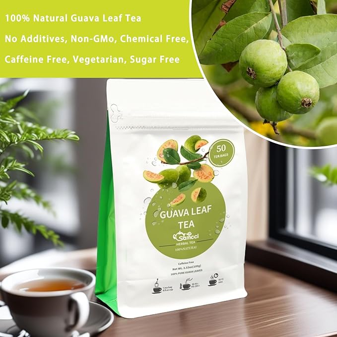 Samcci - Guava Leaves Tea Bags, 50 Teabags - Hojas De Guayaba, Premium Guava Leaf Tea - Immune Support - Digestion & Relaxation - Non-GMO - Caffeine-free-StrideForce Fitness