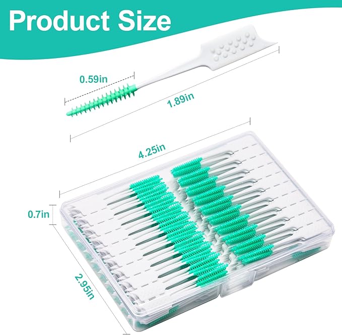 200 Pieces Interdental Brushes,Braces Brush with Silicone Head,Dental Tooth Flossing Toothpick Cleaners Tooth Tool (200PCS Green)