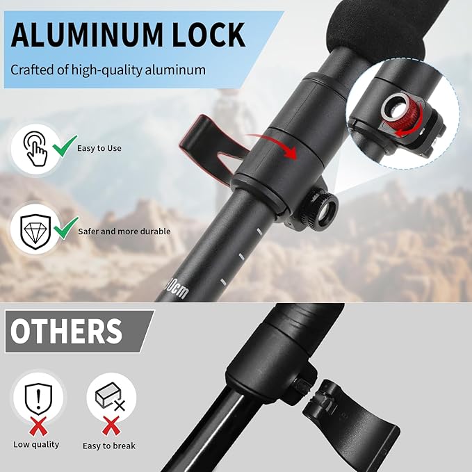 Portable Foldable Hiking Poles, 7075 Aluminum Adjustable Walking Sticks with Quick - Lock, Ideal for Hiking, Camping, and Mountain Trips 2pc Trekking Poles-StrideForce Fitness