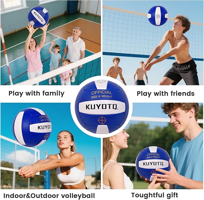 KUYOTQ Official Size 5 in&Outdoor Beach Volleyball,3MM Thickened Surface Soft Leather Youth Womens Mens Volleyball for Game Gym Training(Deflated)-StrideForce Fitness