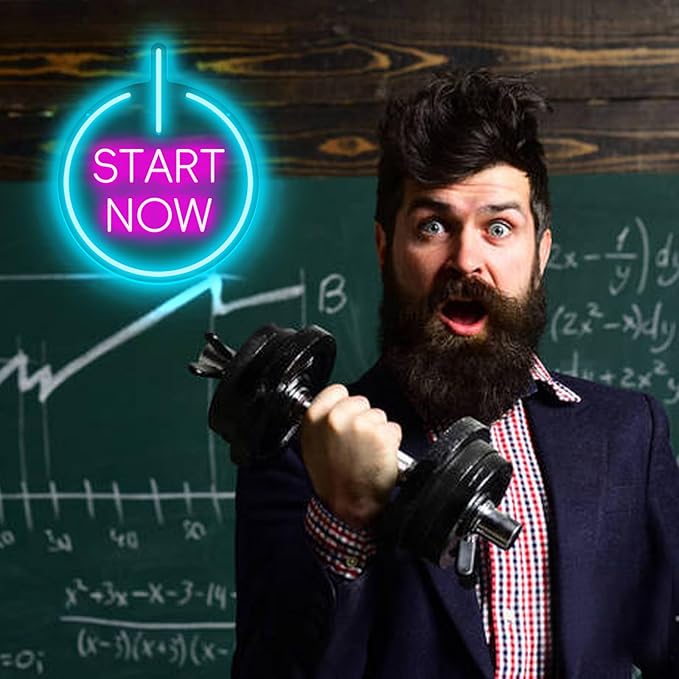 Start Now Neon Sign USB Powered with Dimmable Switch for Wall Background Decor Start Now Light Up Sign Neon for Office Gym Home Parties Decor Gift for Entrepreneurs Graduation 11.02 * 13.39In-StrideForce Fitness