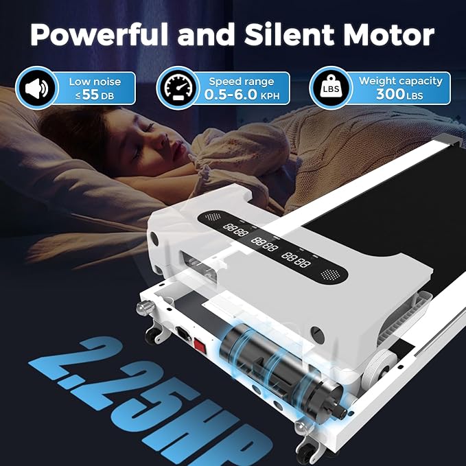 GOYOUTH Walking Pad Treadmill, Under Desk Treadmill for Home Office, Wide Belt Compact Treadmills 300 lbs Capacity, 2.25HP Shock-Absorbing Walking Jogging Running Machine Remote Included-StrideForce Fitness