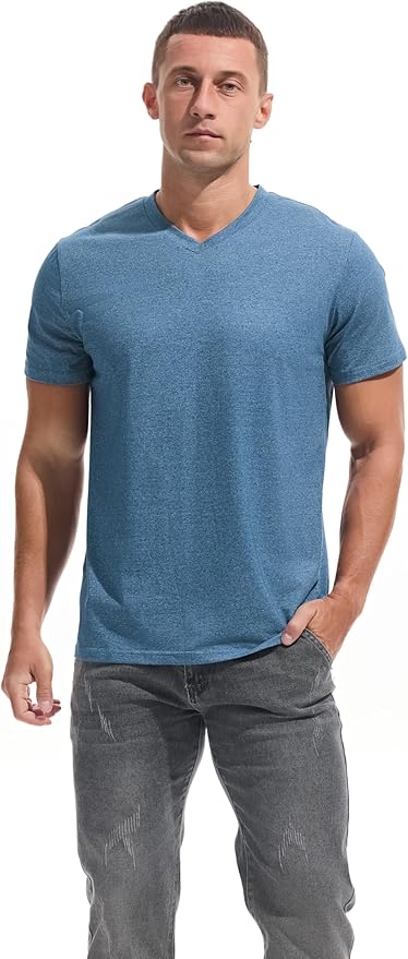 VEIISAR Premium V Neck T Shirts for Men - Modern Fitted Tees Vneck Undershirts-StrideForce Fitness