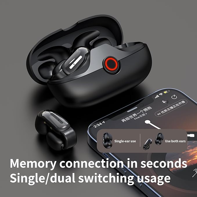 Open Ear Earbuds,Bluetooth 5.4Wireless Headphones,Lightweight Comfort Clip-On Earbuds with Mic for Clear Calls,36H Playtime,Touch Control,IPX5 Waterproof,Fit for Running Cycling Glasses Wearers-StrideForce Fitness