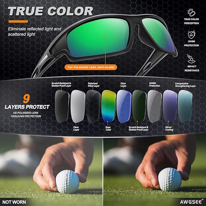 Polarized Sports Sunglasses for Men 100% UV Protection Wrap Around Unbreakable Sun Glasses for Fishing Driving-StrideForce Fitness