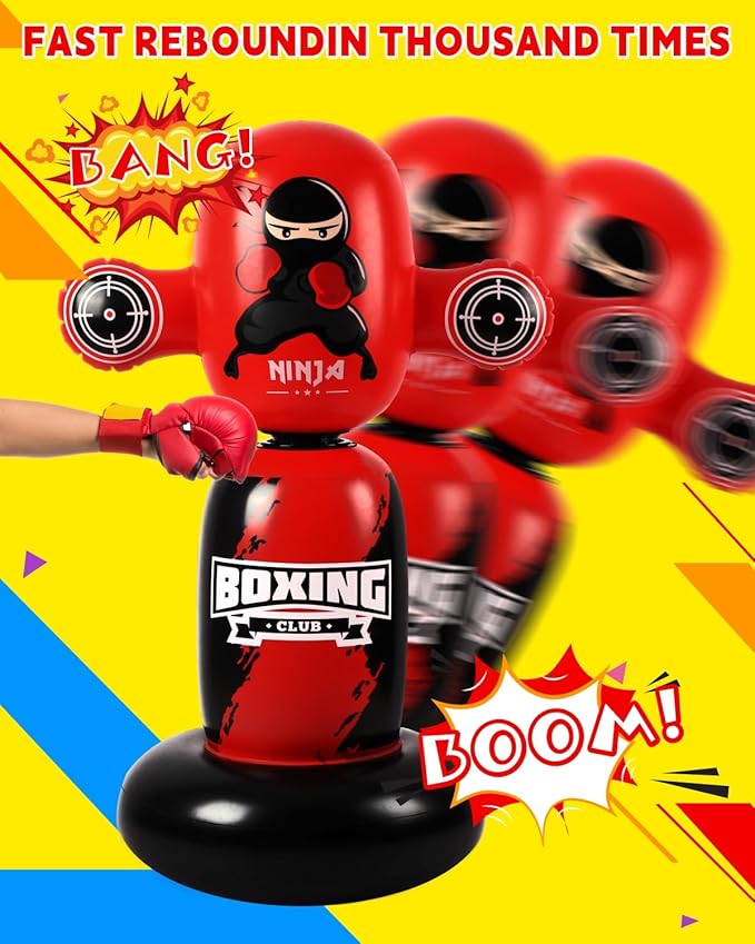 Punching Bag for Kids,New Upgraded 360°Rotating Kids Punching Bag,Inflatable Boxing Bag Toy for Boys Girls, Christmas Birthday Gift for Kids Age 3-12-StrideForce Fitness