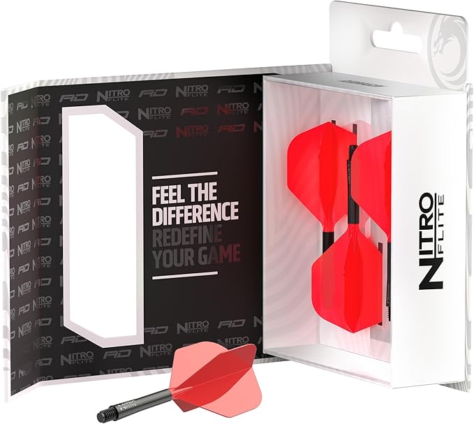 RED DRAGON Darts – Nitro Flite Integrated Flight & Shaft System – No.2 Shape and Design - Available in Short, Intermediate & Medium - Available in Variety of Colours - Professional Darts Accessories-StrideForce Fitness