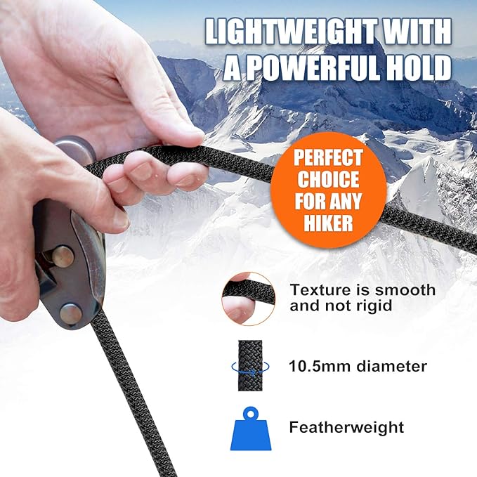 X XBEN Outdoor Climbing Rope 10M(32ft) 20M(64ft) 30M(96ft) 50M(160ft) 70M(230ft) 152M(500FT) 352M(1000FT) Static Rock Climbing Rope for Escape Rope Ice Climbing Equipment Fire Rescue Parachute-StrideForce Fitness