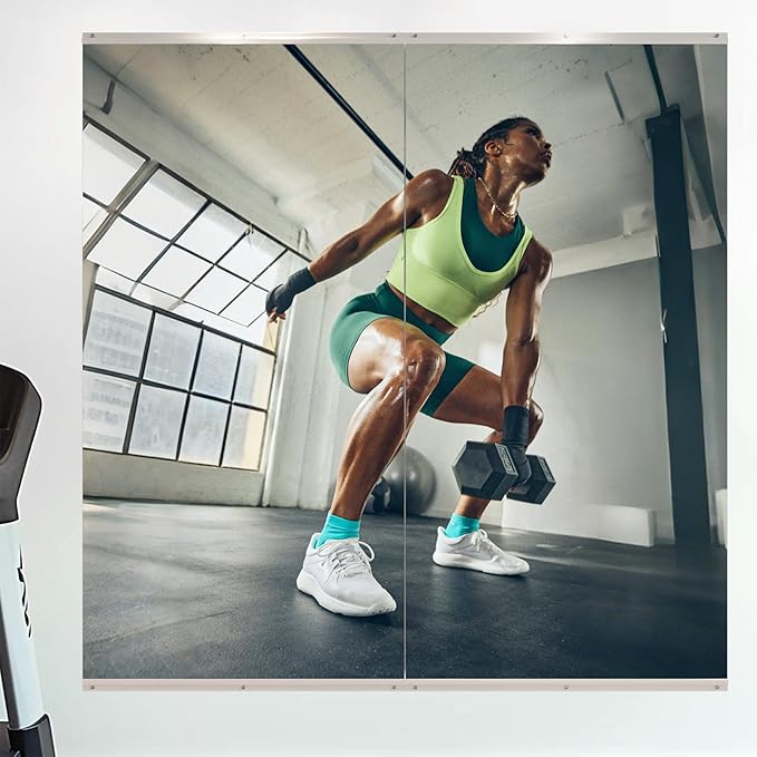 ROOMTEC Workout Mirrors for Home Gym 48"x32", Large Wall Mirror Full Length for Fitness, Yoga, Big Wall Mounted Frameless Glass Mirror for Garage, Dance Studio, Bedroom-StrideForce Fitness