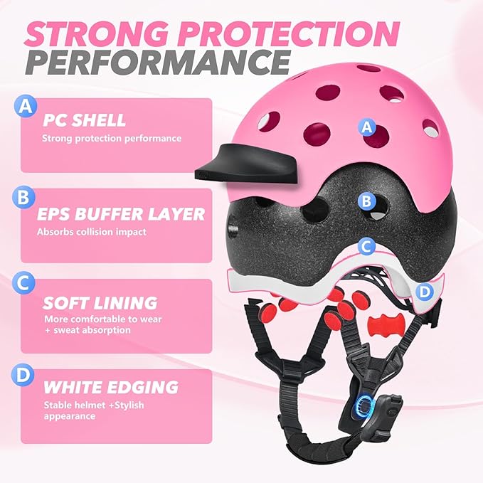 Kids Bike Helmet for 5-8-14 Kids Skateboard Helmet Boys Girls Child Youth Adjustable Lightweight Ventilation and Multi-Sports Scooter Cycling Roller Balance Bike-StrideForce Fitness