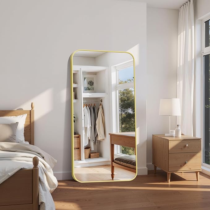 FORBATH 30x60 Inch Gold Bathroom Mirror for Over Sink, Large Rectangular Wall Mirror with Metal Frame, Rounded Corners for Bathroom, Bedroom, Entryway Decor (Horizontal or Vertical)-StrideForce Fitness