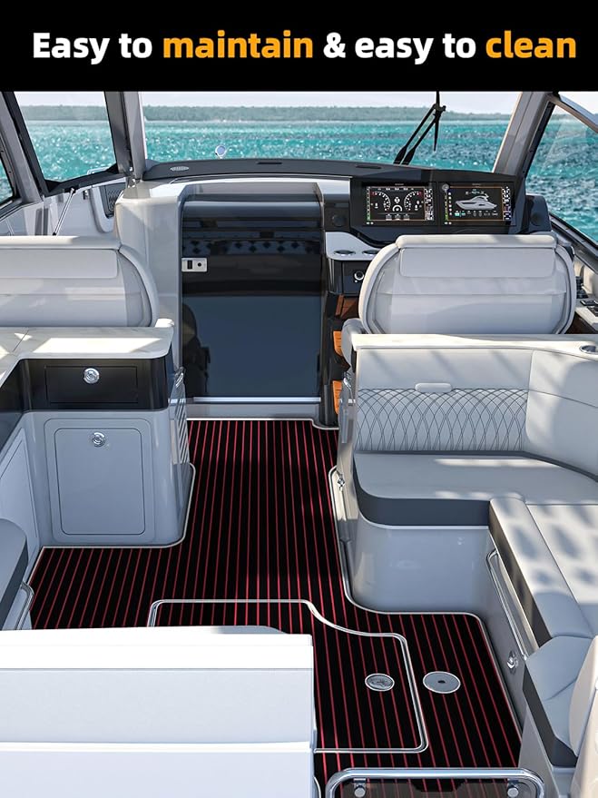 FOCEAN Boat Flooring EVA Foam Boat Decking Faux Teak Marine Flooring Boat Mat Boat Carpet Sheet for Motorboat RV Yacht Kayak Surfboard, 94.5"x 47.2"/35.4"/23.6"/15.7"-StrideForce Fitness