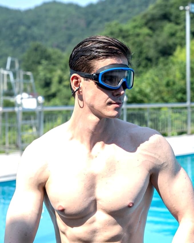 Adult Swimming Goggles,Leak-Proof,Anti-Fog Pool Glasses,Wide View Swim Goggles with Ear Plugs and Nose Clip-StrideForce Fitness