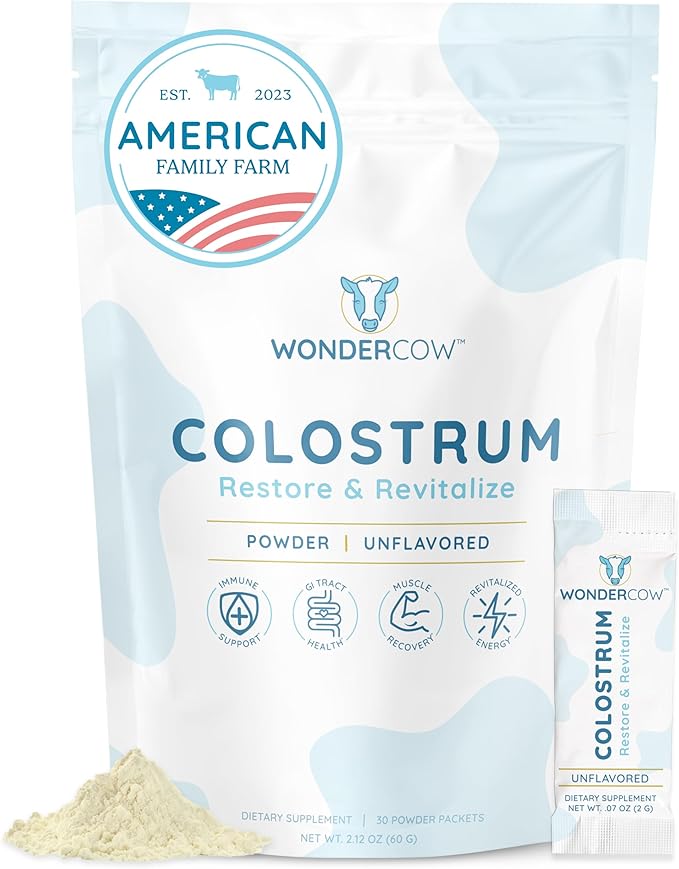 Colostrum Supplement Powder for Gut Health, Immune Support, Muscle Recovery & Wellness | Natural IgG Pure Whole Bovine Colostrum Superfood, Unflavored, 30 Servings-StrideForce Fitness