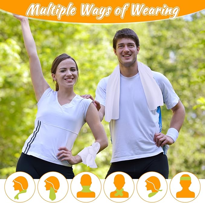 20 Pcs Cooling Towel 40" x 12" Ice Towel for Neck and Face Microfiber Chilly with Bag Breathable Yoga Gym Stay Cool Towels Sweat Rag for Workout Running Camping Pilates Beach Accessories (White)-StrideForce Fitness