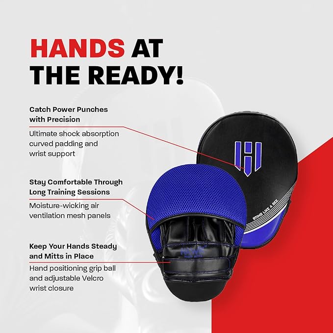 Hawk Sports Punching Mitts for Men, Women, & Kids, Leather Focus Mitts for Martial Arts & Boxing Training, Curved Punch Mitts for Karate, Kickboxing, Krav MAGA, Muay Thai & Taekwondo-StrideForce Fitness