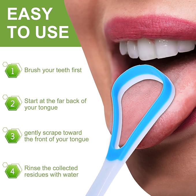 Yerliker 10 Pcs Tongue Scraper Cleaner, Tongue Scrapers for Adults, Portable Oral Brush Oral Healthy Care Tools, Fight Bad Breath