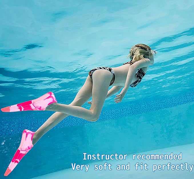 Kids Swim Fins,Short Comfortable Flippers for Lap Swimming and Training for Child,Girls,Boys,Beginners-StrideForce Fitness