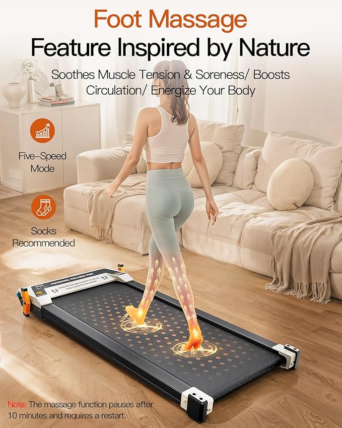 FUNRAY Versatile Walking Pad Treadmill with Incline - Dual-Sided Under Desk Treadmill with Foot Massage,2 in 1 Walking Machine for Home/Office with 330LBS Weight Capacity-StrideForce Fitness