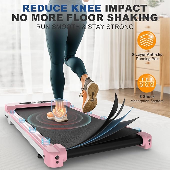 Incline Walking Pad with Handle Bar, Folding Treadmill Foldable Portable Under Desk for Home Office, Ultra Quiet <45dB, Safety Lock, 300+ LB Capacity-StrideForce Fitness