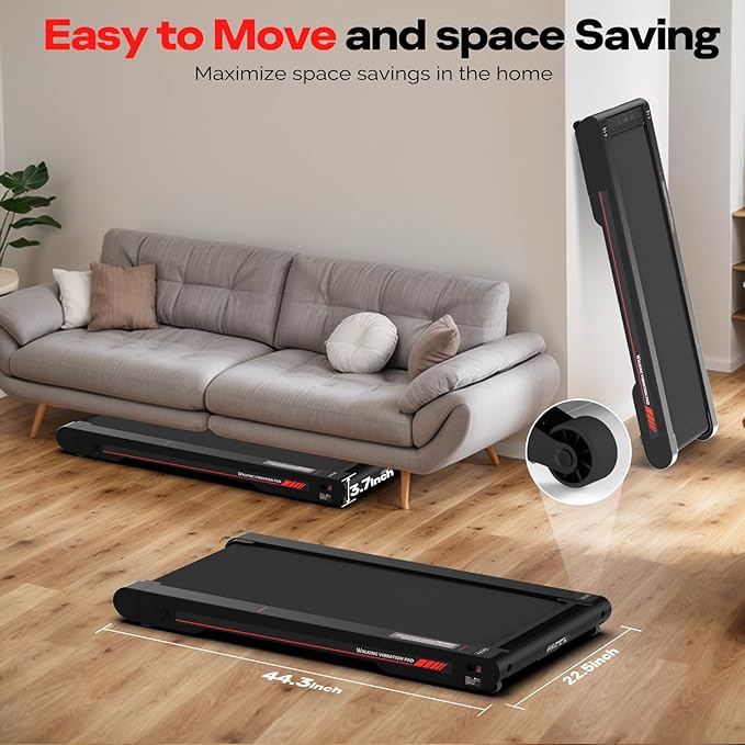 Sperax Walking Vibration Pad with APP, 3 in 1 Under Desk Treadmill, 2.5HP Low Noise Walking Treadmill Pad with Remote Control,Portable Treadmills for Home Office-StrideForce Fitness