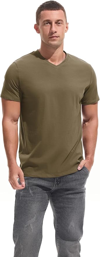 VEIISAR Premium V Neck T Shirts for Men - Modern Fitted Tees Vneck Undershirts-StrideForce Fitness