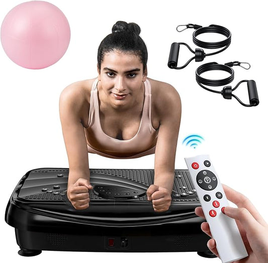 UCIN Vibration Plate Exercise Machine, Vibration Plate for Lymphatic Drainage, 330 Lbs Capacity Vibrating Plate for Weight Loss Home Fitness with Resistance Bands/Pilates Ball-StrideForce Fitness