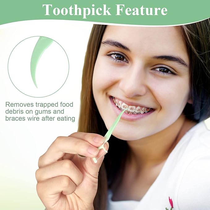 300 Count Orthodontic Flossers for Braces with Floss Dispenser, Braces Flossers for Kids Teeth & Adults, Dental Floss for Braces, Dental Floss Picks, 50 Count Bag (Pack of 6)