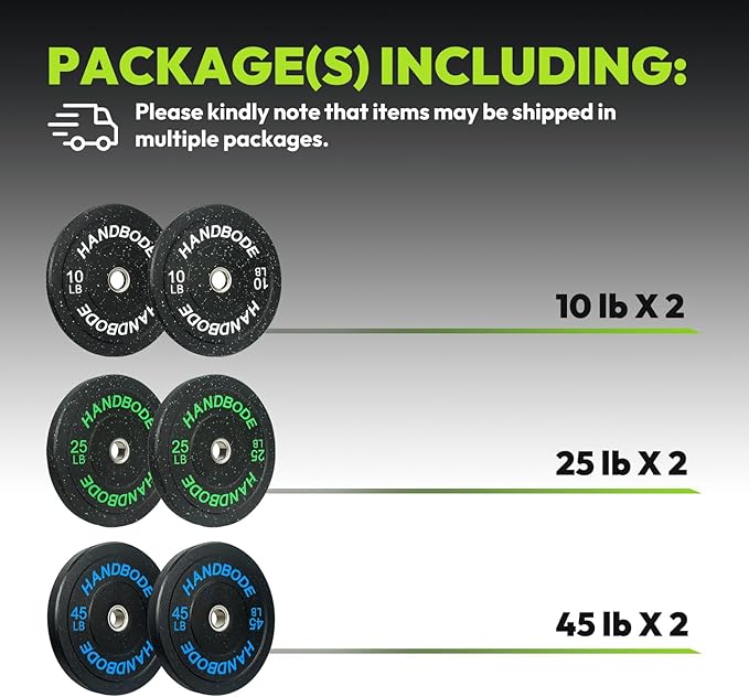 2-Inch Bumper Plates High Bounce, Olympic Weight Plate Set 45/100/160/190/260/300lb, Barbell Weight Plates Set for Home Gym, Colored Weights Rubber Strength Training Plate for Weight Lifting-StrideForce Fitness