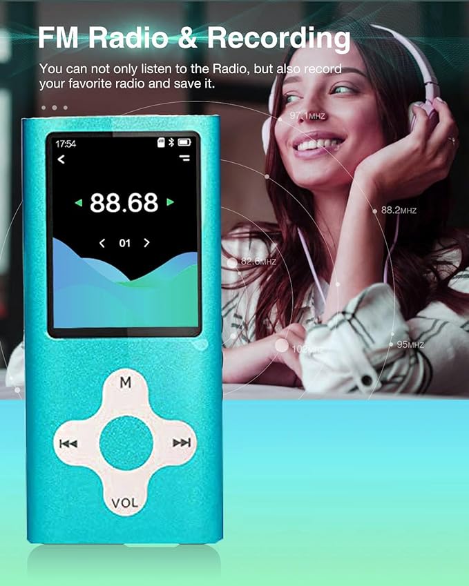 Mp3 Player,Music Player with a 16 GB Memory Card Portable Digital Music Player/Video/Voice Record/FM Radio/E-Book Reader/Photo Viewer/1.8 LCD (Sky Blue)-StrideForce Fitness