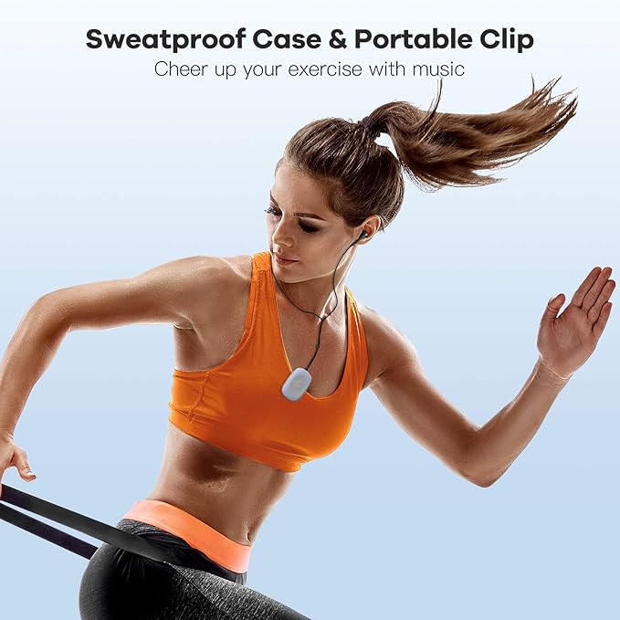 AGPTEK 64GB Clip MP3 Player with FM Shuffle, Portable Music Player with Sweatproof Silicone Case for Sports-StrideForce Fitness