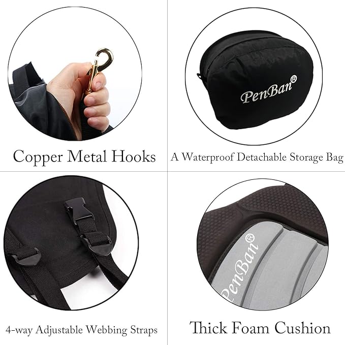 Universal Deluxe Kayak Seat Cushion with Storage Bag for Kayak,Padded Boat,SUP,Canoe,Fishing Boat,Seats with 4 Adjustable Straps-StrideForce Fitness