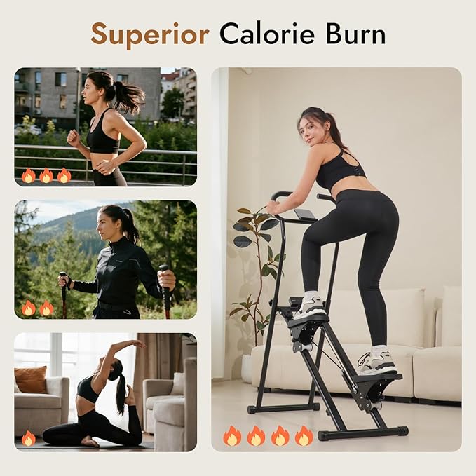 Stair Stepper with Adjustable Resistance - Stair Climber for Home Gym, Folding Cardio Machine with Extended Step Range, Adjustable Handlebar & Pedals, Tablet Holder by MACYO-StrideForce Fitness