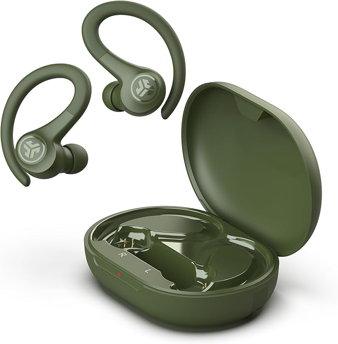 JLab Go Sport+ Wireless Workout Earbuds Featuring C3 Clear Calling, Secure Earhook Sport Design, 35+ Hour Bluetooth Playtime, and 3 EQ Sound Settings (Green)-StrideForce Fitness