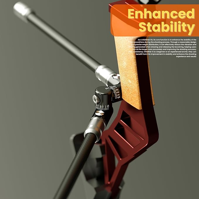 Bow Stabilizer Kit, Adjustable Bow Rod Stabilizer for Compound Bows, Quick Disconnect Single-Sided V-bar Mount, Aluminum Alloy Sidebar Mount Bow Mount-StrideForce Fitness