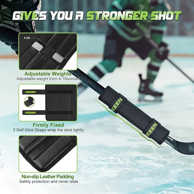 Hikeen Professional Hockey Stick Weight,Adjustable 4-16 Ounces Weights Training Aid,Anti-Slip Durable Hockey Stick Weight for Stick Speed, Timing and Puck Control-StrideForce Fitness