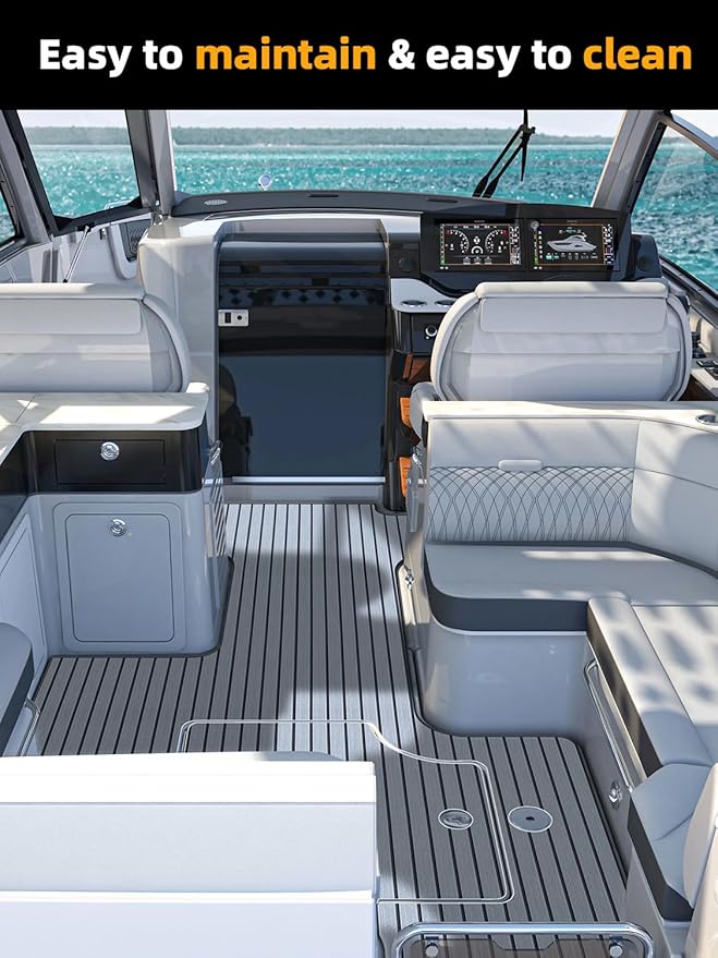 FOCEAN Boat Flooring EVA Foam Boat Decking Faux Teak Marine Flooring Boat Mat Boat Carpet Sheet for Motorboat RV Yacht Kayak Surfboard, 94.5"x 47.2"/35.4"/23.6"/15.7"-StrideForce Fitness