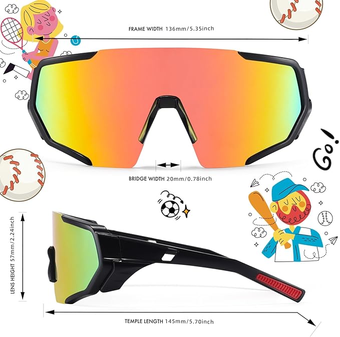 MALIDAK Sports Sunglasses for Mens Women Youth Baseball Sunglasses UV400 Protection Men Cycling Glasses-StrideForce Fitness