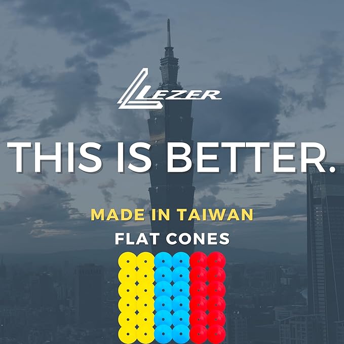 LEZER 6 Inch 8 Inch Flat Cones, Spot Markers, Soccer Cones, Field Court Markers, Sit Spots, Flat Discs, Soccer Training Equipment, Agility Practice, Football, Made in Taiwan-StrideForce Fitness