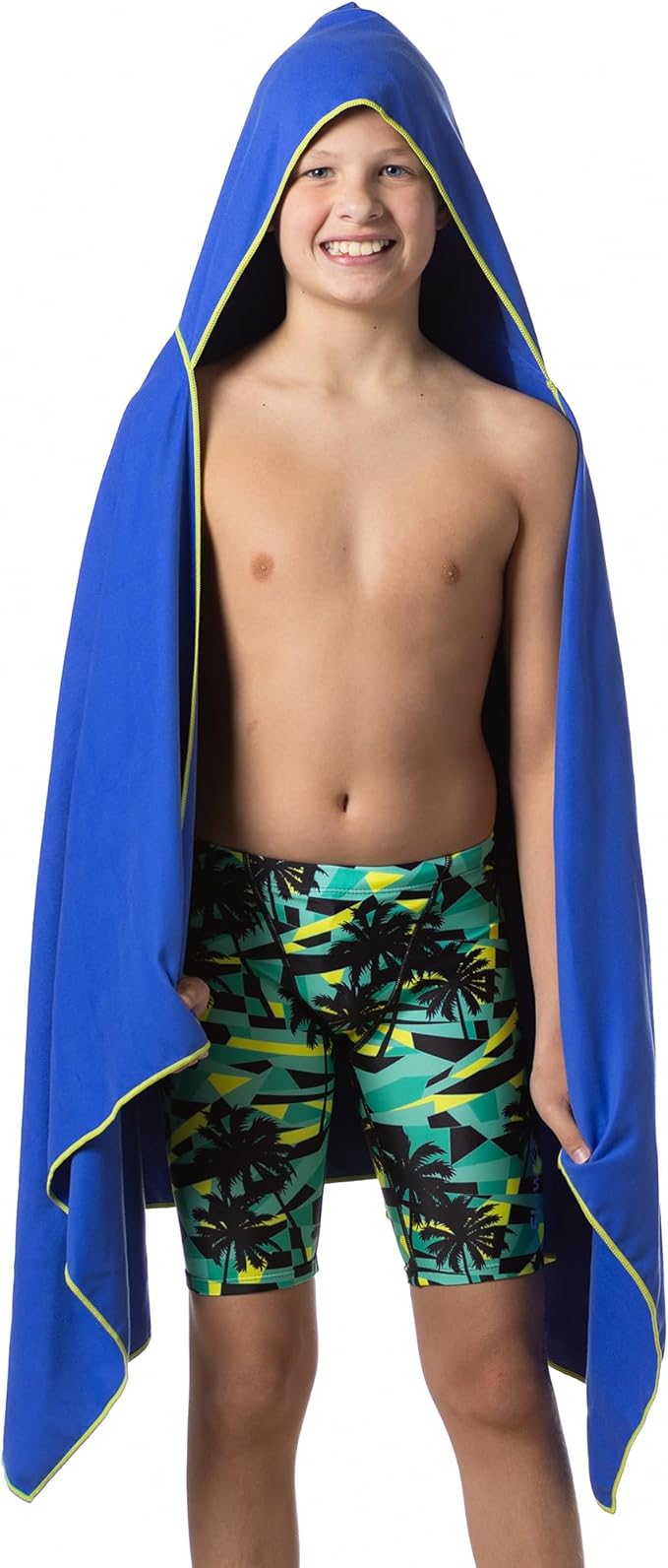 Flow Hydro Sport Towel - Microfiber Quick Dry Swimming Towels for Swim, Pool, Triathlon, and Other Water Sports in Medium, Large, Extra Large, and Hooded Sizes (Blue, Large w/Hood)-StrideForce Fitness