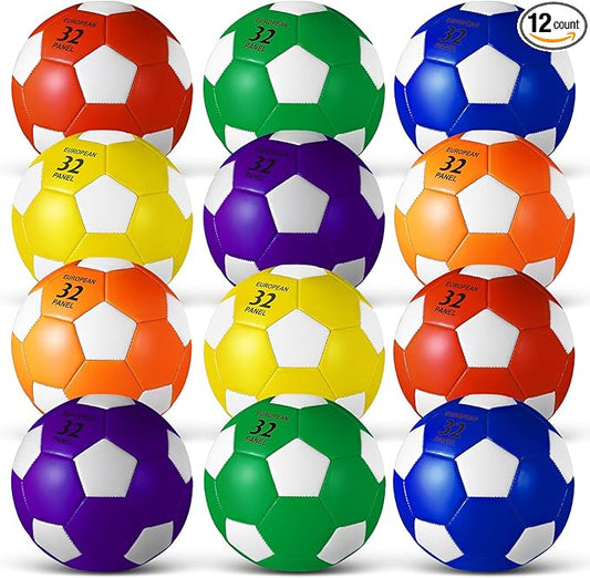 Libima 12 Pcs Soccer Balls with Pump Official Size 3/4/5 Soccer Ball Bulk for Child Adult School Sport Training Practice Christmas Operation-StrideForce Fitness