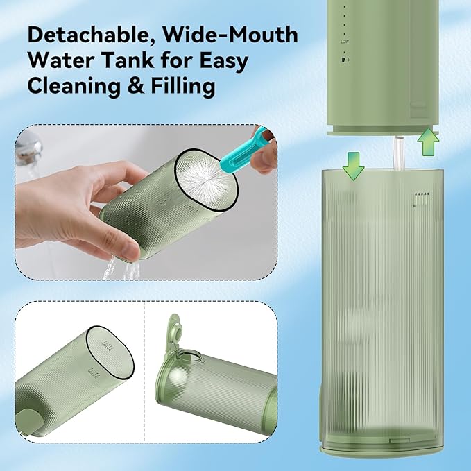 Mini Water Flosser for Teeth,Travel Dental Flosser Picks, Portable Oral Irrigator with Telescopic Water Tank, 5 Modes IPX7 Waterproof Tooth Flosser for Brace, Sensitive Teeth, with Storage Bag
