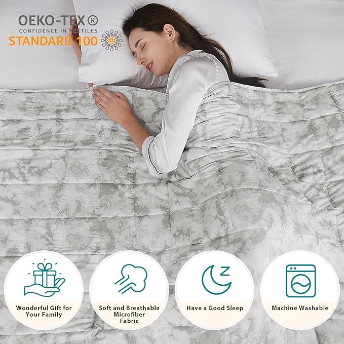 L'AGRATY Weighted Blanket - 60"x80" 20lbs Cooling Breathable Heavy Blanket Microfiber Material with Glass Beads for Adult All-Season Summer Fall Winter Soft Thick Comfort-StrideForce Fitness