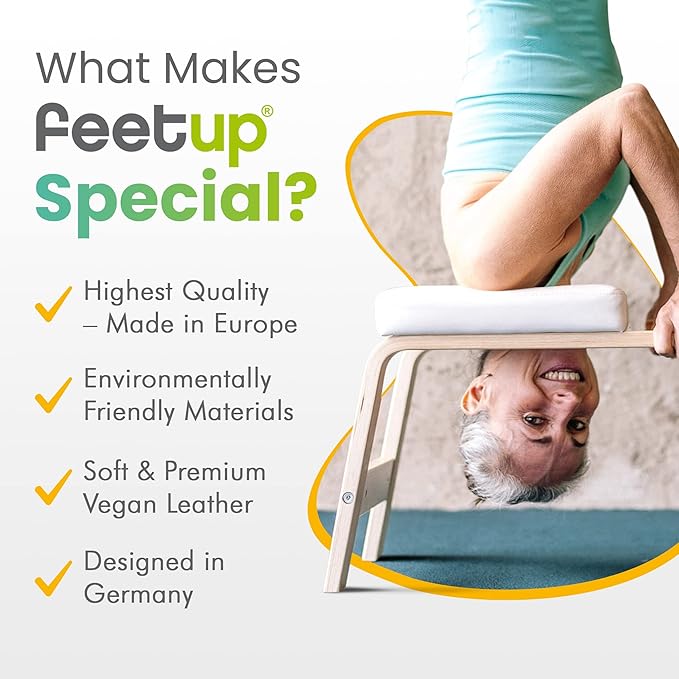 FeetUp - The Original Yoga Headstand Bench, Vegan Handstand Trainer Bench and Stand, Strength Training Inversion Equipment for Relaxation and Strength, Includes App & Starter Kit, #1 Worldwide-StrideForce Fitness